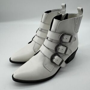 Steve Madden Buckle Western Ankle Boots 8 Coastal Cowgirl Festival Moto